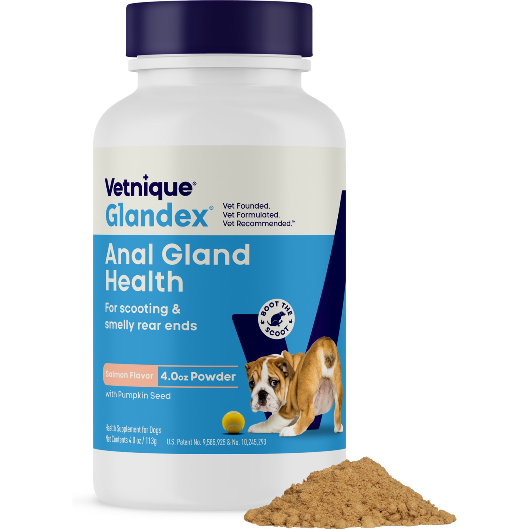 Vetnique Labs Glandex Anal Gland Support Supplement Powder with Veg Salmon Flavor for Dogs, 4.0-oz bottle