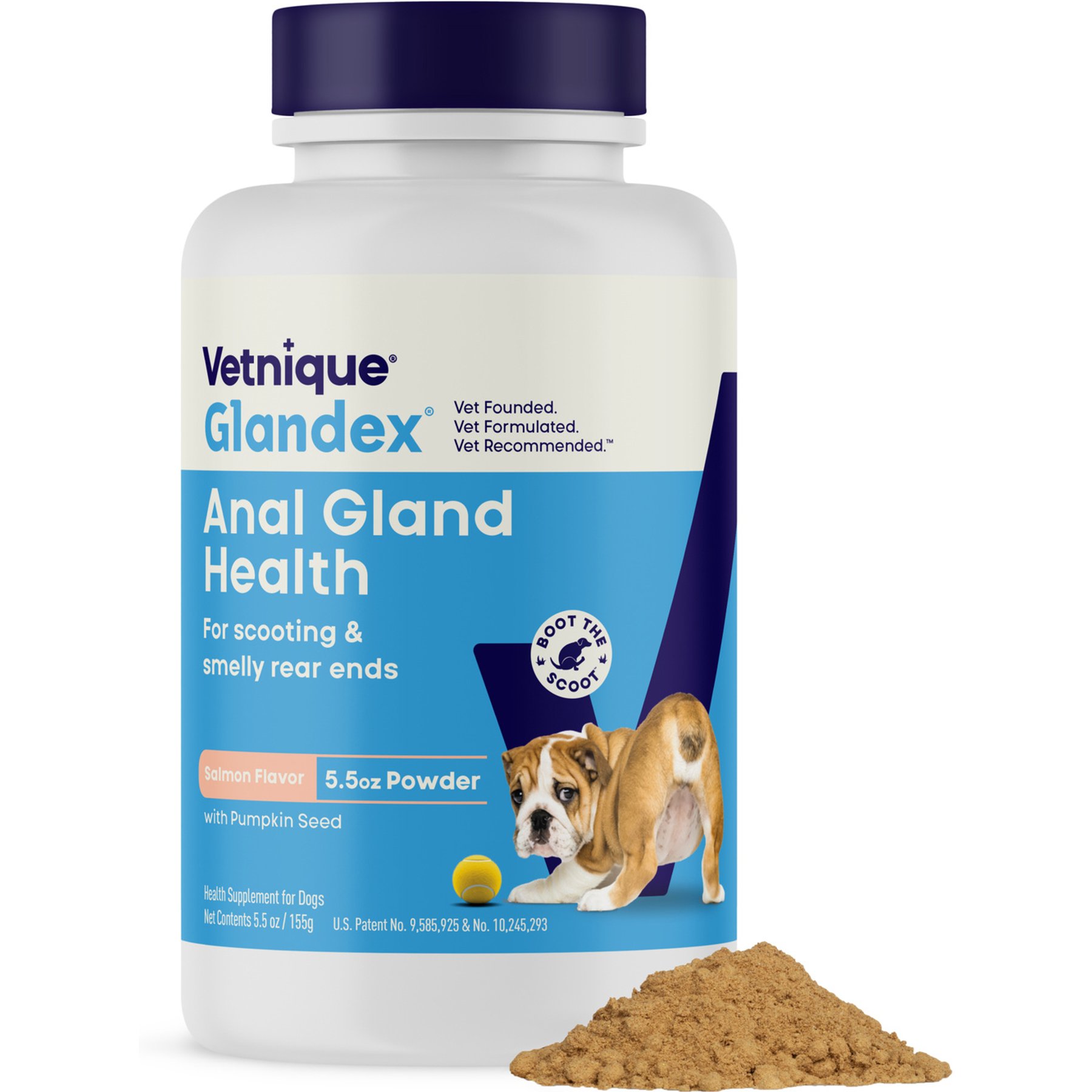 Vetnique Labs Glandex Anal Gland Support Supplement Powder with Veg Salmon Flavor for Dogs, 5.5-oz bottle