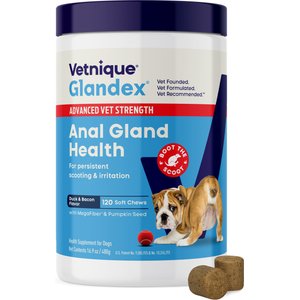 Vetnique Labs Glandex Anal Gland Support with Advanced Strength Duck & Bacon Flavor Fiber Supplement for Dogs, 120 count