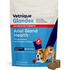 Vetnique Labs Glandex Anal Gland Support with Advanced Strength Duck & Bacon Flavor Fiber Supplement for Dogs, 30 count
