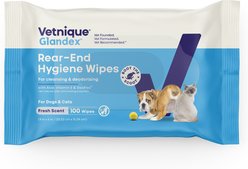 Vetnique Labs Glandex Boot the Scoot Rear End Anal Gland Cleaning & Deodorizing Hygienic Dog & Cat Wipes, 100 count
