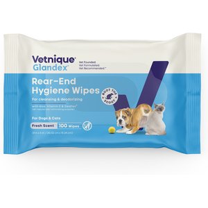 Vetnique Labs Glandex Boot the Scoot Rear End Anal Gland Cleaning & Deodorizing Hygienic Dog & Cat Wipes, 100 count