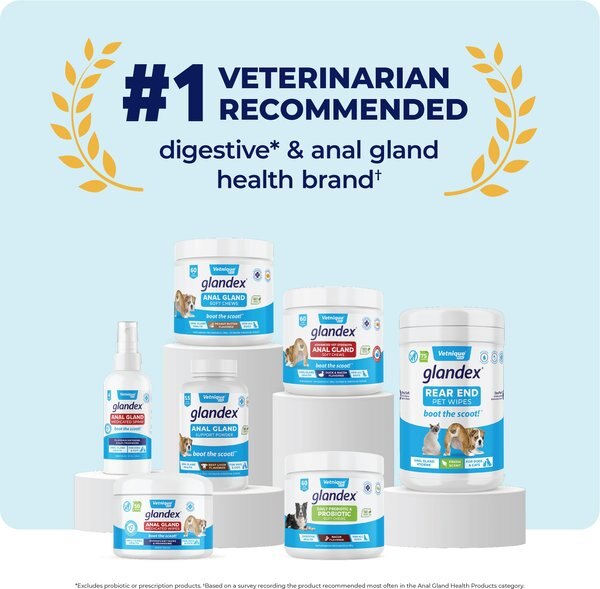 Vetnique Labs Glandex Medicated Anal Gland Fast Acting in Pain Relieving Anti-Itch Dog & Cat Wipes