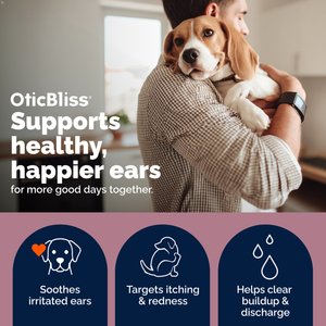 Vetnique Labs OticBliss Advanced Vet Strength Allergy Ear Drops for Itchy Ears with Hydrocortisone for Dogs & Cats, 1.8-fl oz bottle