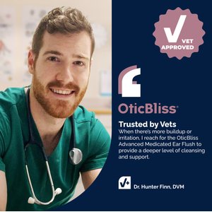 Vetnique Labs OticBliss Advanced Vet Strength Anti-Bacterial & Anti-Fungal Dog & Cat Ear Flush Cleaner for Ear Infections, 12-oz bottle