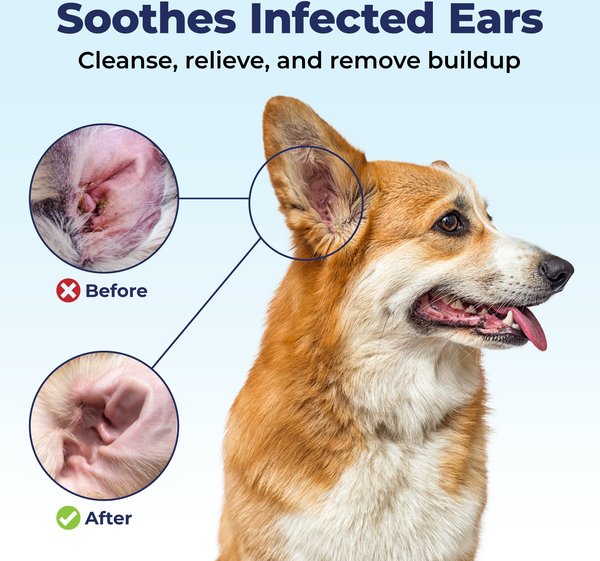 Vetnique Labs Oticbliss Ear Flush Cleaner Anti-Bacterial & Anti-Fungal Medicated Dog & Cat Ear Flush Antiseptic Rinse Cleanser