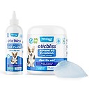 Vetnique Labs Oticbliss Medicated Ear Rinse Cleanser, 12-oz bottle + Advanced Cleaning, Soothing, & Medicated Dog & Cat Ear Wipes, 100 count