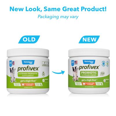 Show full view: Vetnique Labs Profivex Probiotic Digestive Health, Prebiotic & Fiber Soft Chew Supplement for Dogs, 60 count slide 10 of 12