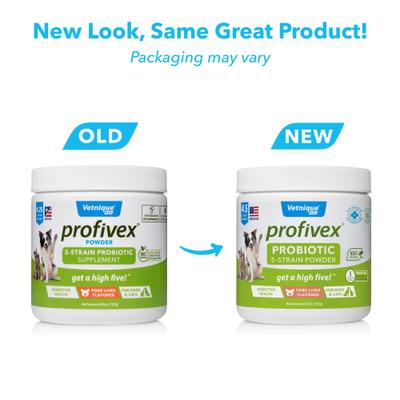 Show full view: Vetnique Labs Profivex Probiotic for Digestive Health Prebiotic & Fiber Pork Liver Flavored Dog & Cat Powder Supplement, 4.25-oz jar slide 10 of 12