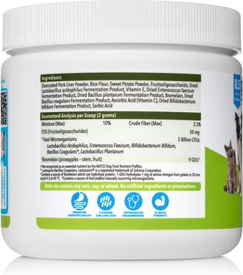 Show full view: Vetnique Labs Profivex Probiotic for Digestive Health Prebiotic & Fiber Pork Liver Flavored Dog & Cat Powder Supplement, 8.5-oz jar slide 3 of 11