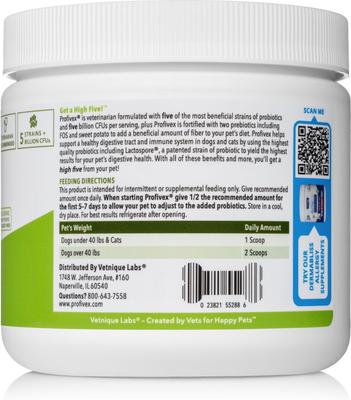 Show full view: Vetnique Labs Profivex Probiotic for Digestive Health Prebiotic & Fiber Pork Liver Flavored Dog & Cat Powder Supplement, 8.5-oz jar slide 4 of 11