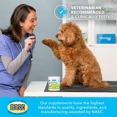 Show full view: Vetnique Labs Profivex Probiotic for Digestive Health Prebiotic & Fiber Pork Liver Flavored Dog & Cat Powder Supplement, 8.5-oz jar slide 7 of 11