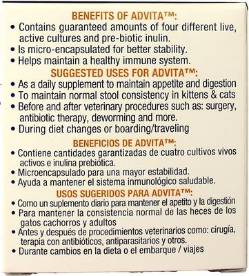 Show full view: VetOne Advita Probiotic Nutritional Cat Supplement, 30 count slide 4 of 6