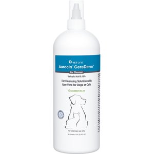 VetOne Aurocin CeraDerm Dog & Cat Ear Cleanser, 16-fl oz bottle