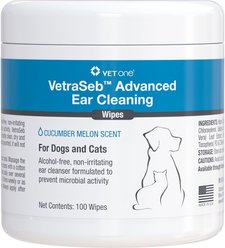 VetOne VetraSeb Advanced Ear Wipes for Pets, 100 count