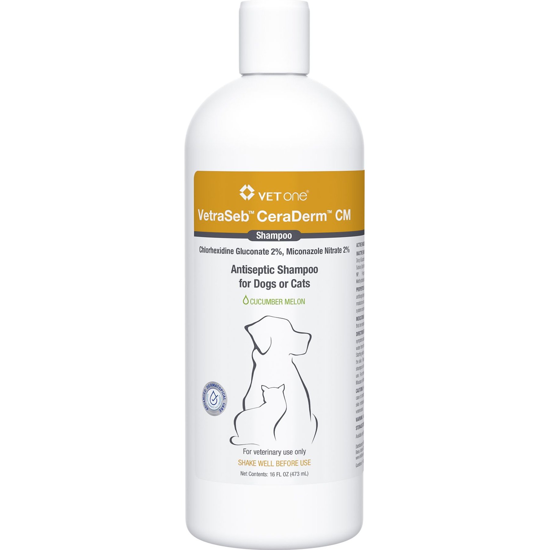VetOne VetraSeb CeraDerm CM Dog & Cat Shampoo, 16-fl oz bottle