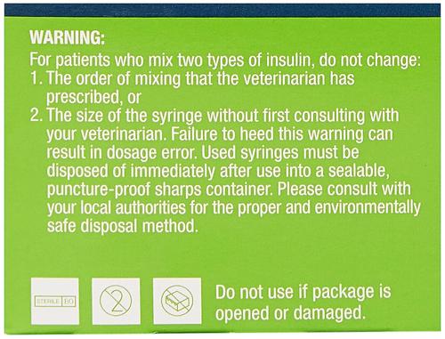 Show full view: VetOne VetriJec Insulin Syringes U-100 0.5-in x 29G, 1-cc, 10 syringes slide 4 of 6
