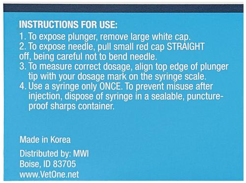 Show full view: VetOne VetriJec Insulin Syringes U-40 0.5-in x 29G, 0.5-cc, 10 syringes slide 4 of 7