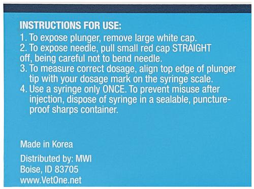 Show full view: VetOne VetriJec Insulin Syringes U-40 0.5-in x 29G, 0.5-cc, 50 syringes slide 4 of 7