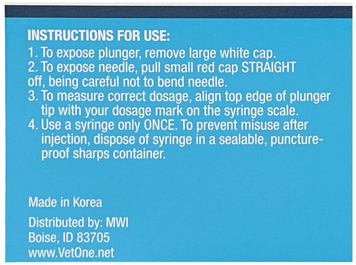 VETONE VetriJec Insulin Syringes U-40 0.5-in x 29G, 1-cc - Easy Refills ...