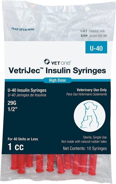 VetOne VetriJec Insulin Syringes U-40 0.5-in x 29G