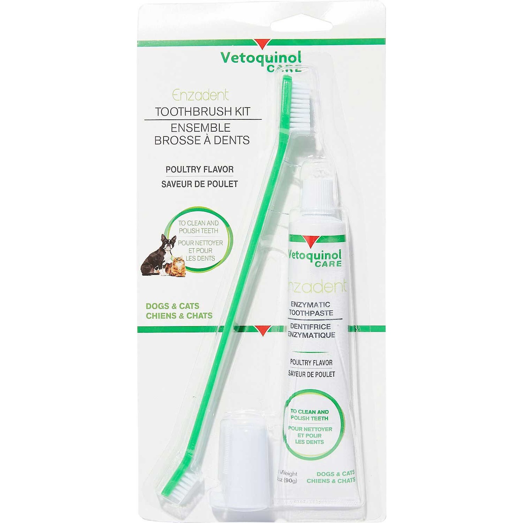Vetoquinol Enzadent Poultry-Flavored Toothbrush Kit for Dogs & Cats