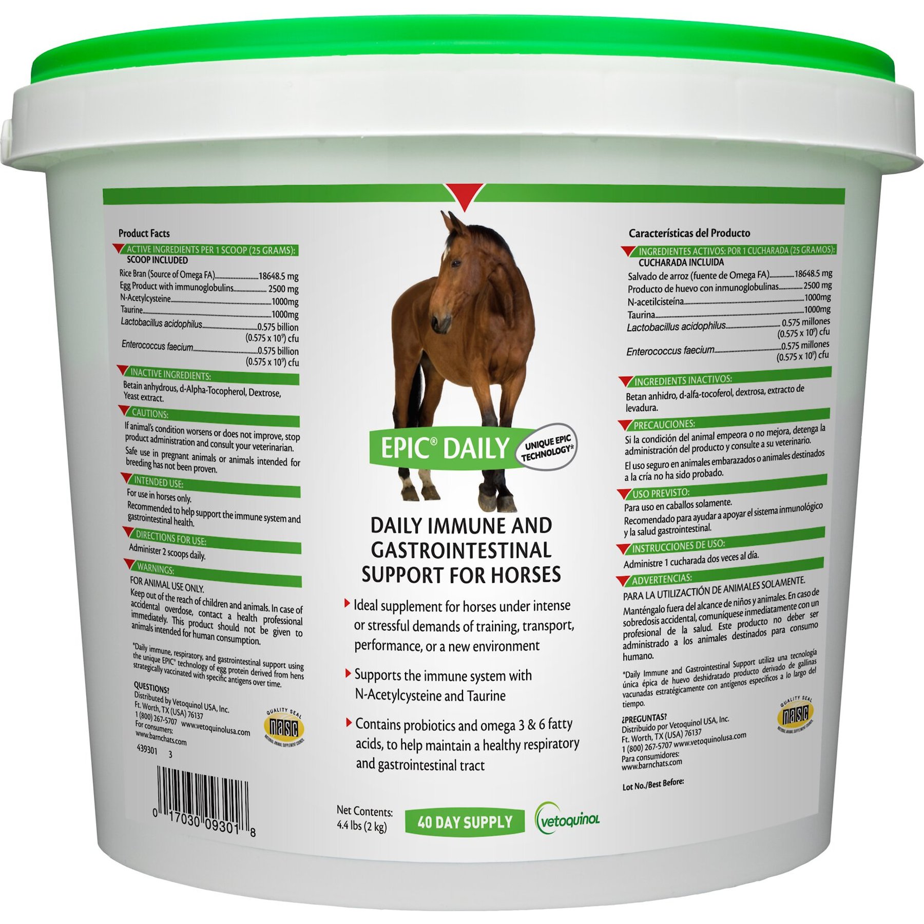 Vetoquinol Epic Daily Immune Support Powder Horse Supplement, 4.4-lb bucket