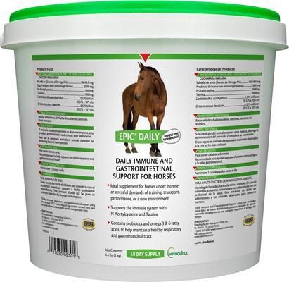 Show full view: Vetoquinol Epic Daily Immune Support Powder Horse Supplement, 4.4-lb bucket slide 1 of 9
