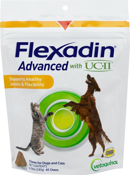 Vetoquinol Flexadin Advanced with UCII Collagen Soft Chews Joint Supplement for Dogs & Cats