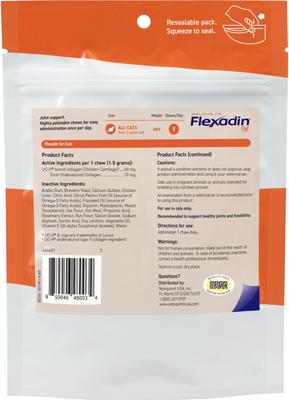 Show full view: Vetoquinol Flexadin with UCII Cat Supplement, 1.59-oz bag, 30 count slide 3 of 9