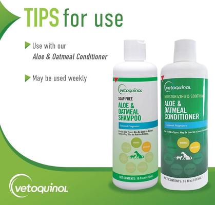 Show full view: Vetoquinol Itchy Dry Skin Aloe & Oatmeal Soap-Free Dog & Cat Shampoo, 1-gal bottle slide 7 of 12