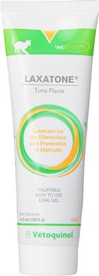 Show full view: Vetoquinol Laxatone Lubricant for Hairballs Tuna Flavored Cat Oral Gel, 4.25-oz tube & Emerald Pet Chicken Flavored Hairball Formula Grain-Free Cat Chews, 2.5-oz bag slide 2 of 6