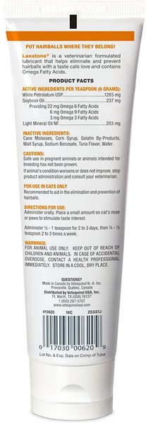 Show full view: Vetoquinol Laxatone Tuna Flavored Gel Hairball Control Supplement for Cats, 4.25-oz tube slide 2 of 7