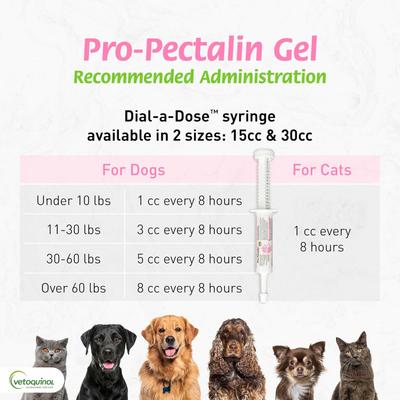Show full view: Vetoquinol Pro-Pectalin Diarrhea Supplement for Dogs & Cats, 15-cc syringe slide 7 of 13