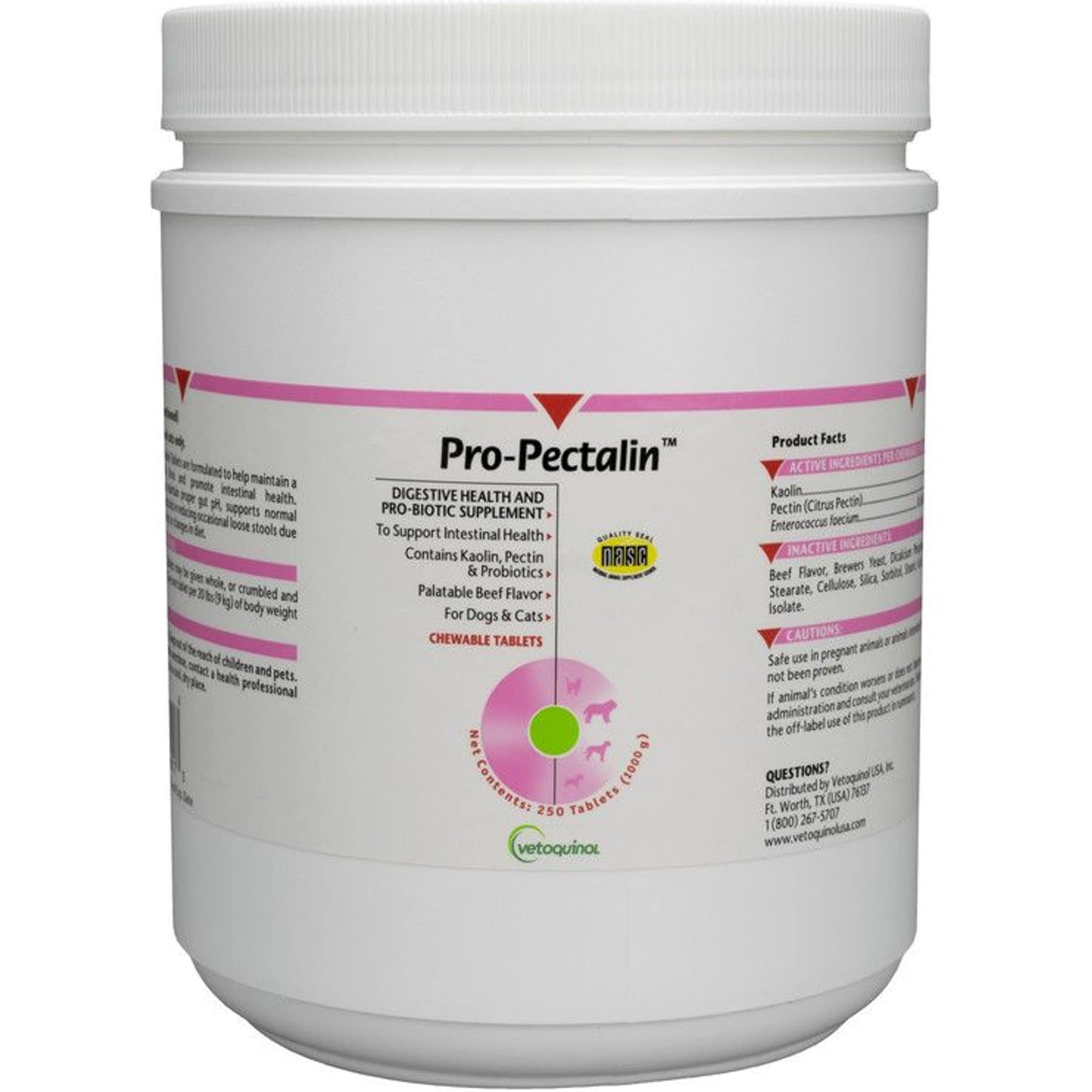 Vetoquinol Pro-Pectalin Anti-Diarrheal Tablets for Dogs & Cats, 250 ct