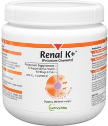 Vetoquinol Renal K+ Powder Kidney Supplement for Cats & Dogs, 100g container