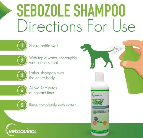 Show full view: Vetoquinol Sebozole Shampoo for Dogs & Cats, 16-fl oz bottle slide 6 of 12