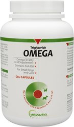 Vetoquinol Triglyceride OMEGA Omega-3 Fatty Acid Small Breeds Supplement for Cats & Dogs, 250 count
