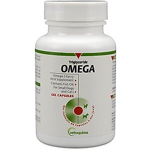 Vetoquinol Triglyceride OMEGA Omega-3 Fatty Acid Small Breeds Supplement for Cats & Dogs, 60 count