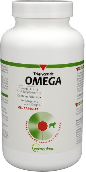 Show full view: Vetoquinol Triglyceride OMEGA Omega-3 Fatty Acids Large & Giant Breed Supplement for Dogs, 60 count slide 1 of 10