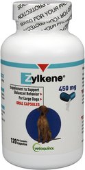 Vetoquinol Zylkene 450-mg Capsules Calming Supplement for Large Dogs, 120 count