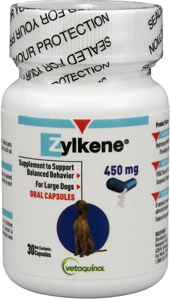 Show full view: Vetoquinol Zylkene Capsules Calming Supplement for Dogs, 30 count slide 1 of 9