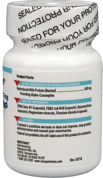 Show full view: Vetoquinol Zylkene Capsules Calming Supplement for Dogs, 30 count slide 3 of 9