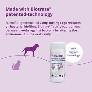 VETRADENT Organic Natural Mild Vanilla Flavored Dog & Cat Dental Wipes, 60 count