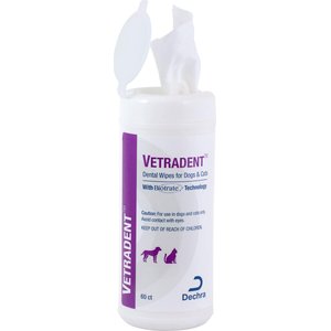 VETRADENT Organic Natural Mild Vanilla Flavored Dog & Cat Dental Wipes, 60 count