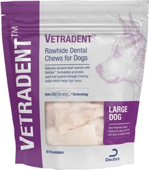 VETRADENT Rawhide Dental Chews for Large Dogs, 26-65 lbs, 30 count