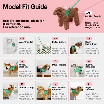 Show full view: VETRESKA 3-in-1 Flora Dog Backpack & Harness Set, Pink/Green, Medium: 23 to 30-in chest slide 9 of 10