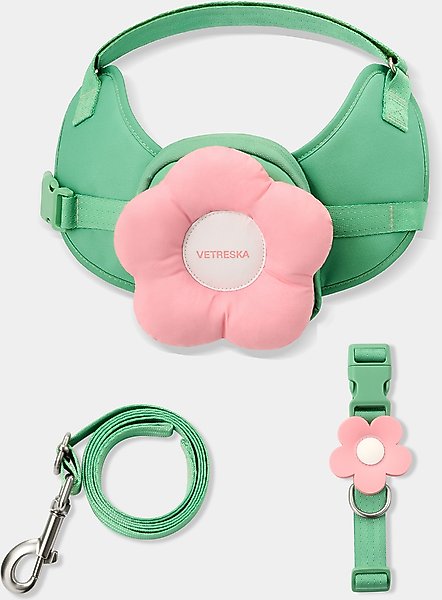 Show full view: VETRESKA 3-in-1 Flora Dog Backpack & Harness Set, Pink/Green, XX-Small: 13 to 17-in chest slide 3 of 10