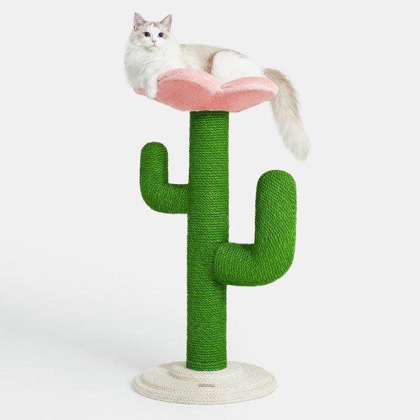 FUKUMARU 118-in Jute Rope Floor-to-Ceiling Cat Tree & Condo with Hammock, Brown