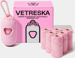 VETRESKA Cherry Blossom Dog Poop Bag Dispenser with Bags, 7 count